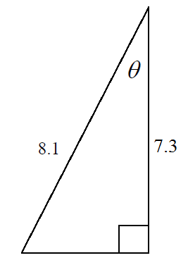Use cosine ratio, adjacent and hypotenuse length to calculate cosine theta