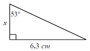 Use tangent ratio, adjacent side length and tangent theta to calculate opposite side length