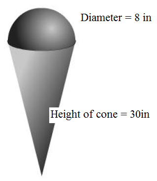 Surface area and volume of half spheres and cones