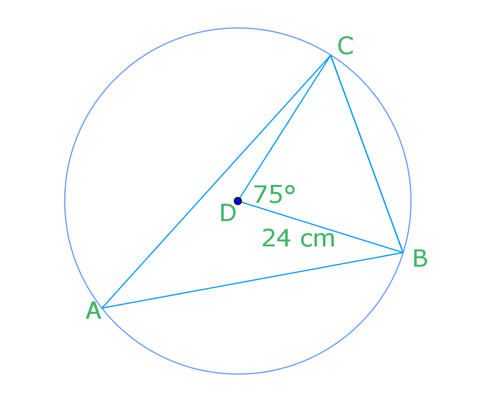 Using angles in a circle to find angles and chord lengths