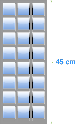 The scale for the image of a building