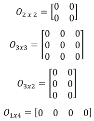 different kinds of zero matrix