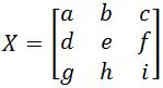 matrix X, a 3 x 3 matrix