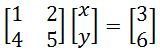 linear system represented as a matrix with variables