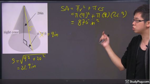 finding surface area of a cone