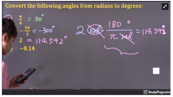 convert 2 radian to degree