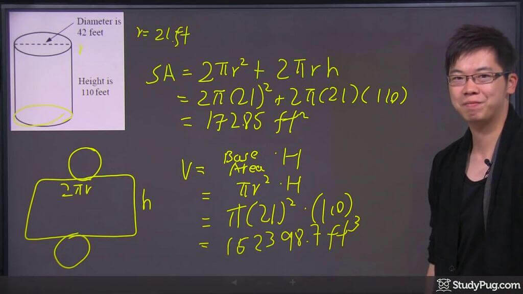 Of formula volume cylinder Volume of