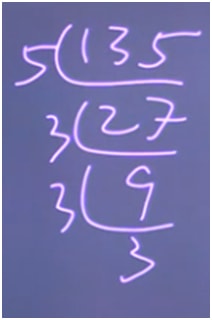 division analysis of number 135 for combining like radicals