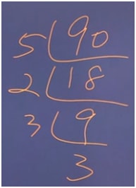 division analysis of number 90 for combining like radicals