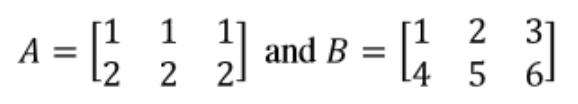 Equation 1: Matrices A and B