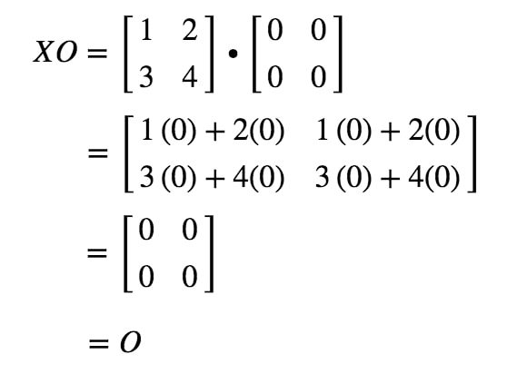Equation 11: Matrix Multiplication for Zero Matrix example pt.4