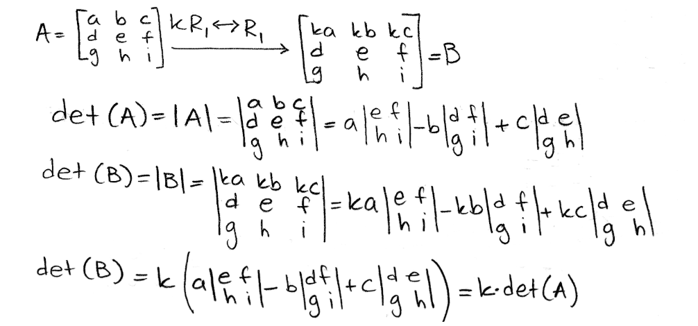 Equation 13: Explanation for the result of a multiplication of a coefficient in a matrix and the resulting determinant