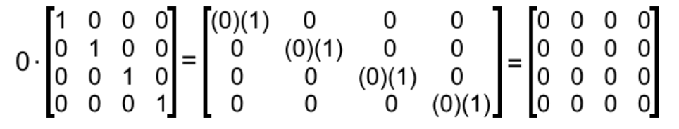Equation 14: Scalar multiplication of an identity matrix producing a zero matrix
