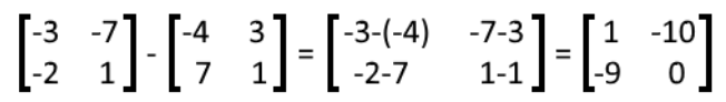 Equation 15: Solution for the subtraction of two matrices