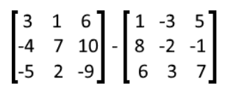 Equation 16: Subtraction of two matrices