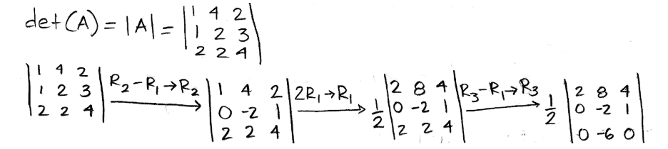 Equation 17: Row reduction of det(A) part 1