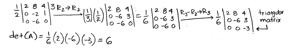 Equation 18: Row reduction of det(A) part 2 and result for the determinant.