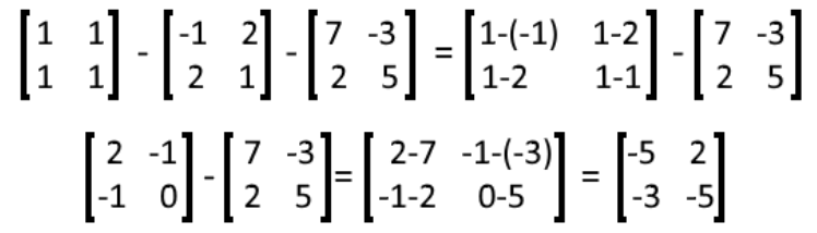 Equation 19: Solution to subtraction of three matrices