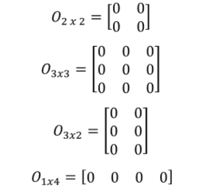 Equation 2: Examples of zero matrices in various sizes