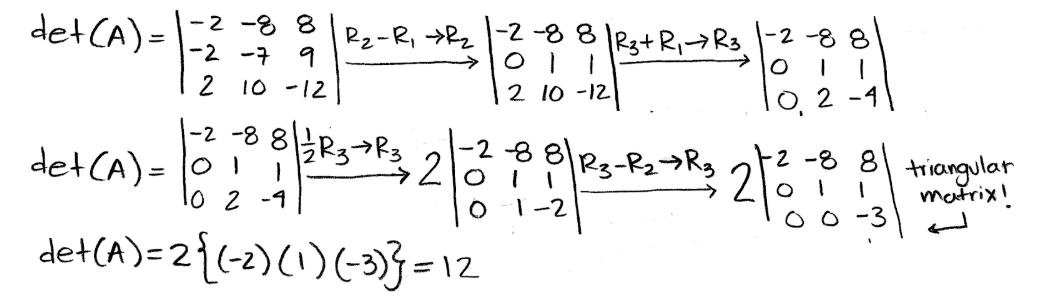 Equation 21: Determinant of an upper triangular matrix