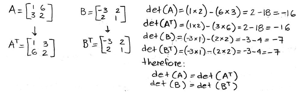 Equation 24: Determinant of a matrix equal to the determinant of its transpose