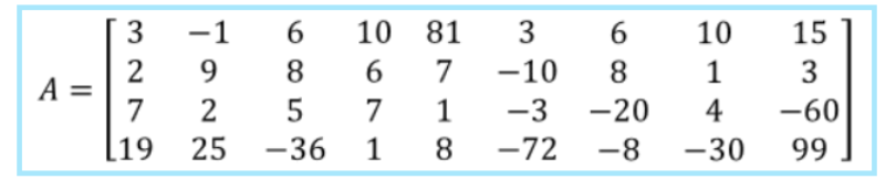 Equation 4: 4 x 9 Matrix