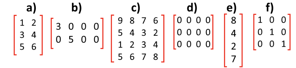 Equation 5: Different types of matrices