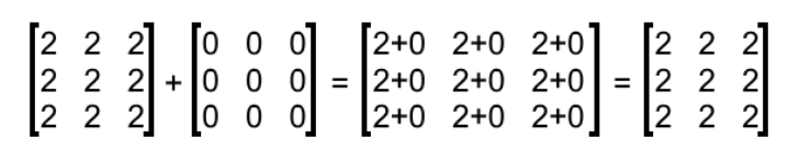 Equation 5: Solution of addition with a zero matrix