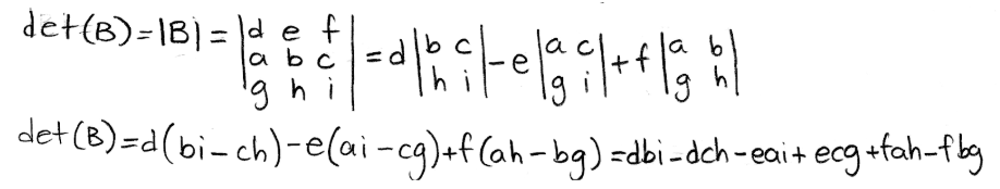 Equation 8: Determinant of matrix B