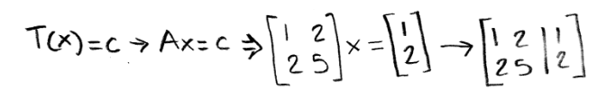 Equation 9: Obtaining the matrix equation and augmented matrix