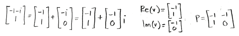 Equation for example 3(f): Computing matrix P