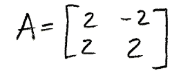 Equation for example 4: Matrix A