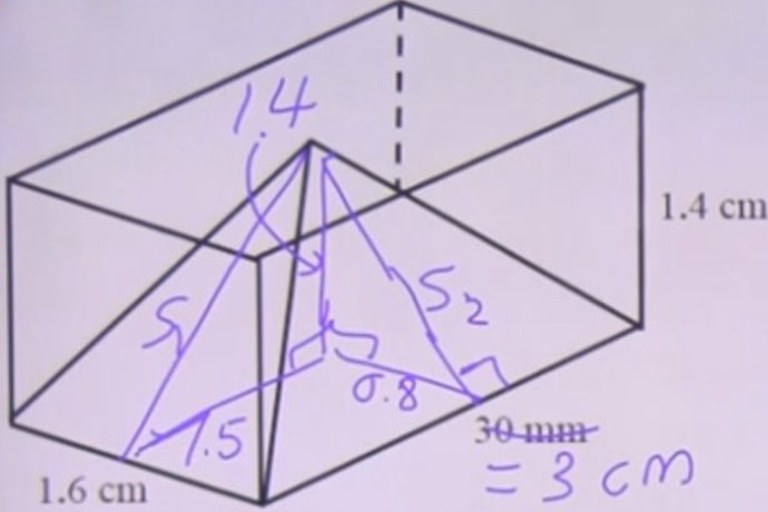 Given information to calculate the surface area and volume of the container