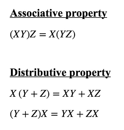 Formula 3: Matrix Multiplication Properties