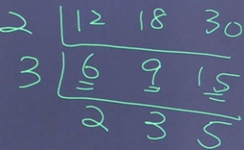 Look for the greatest common factor of a few numbers altogether using short division method