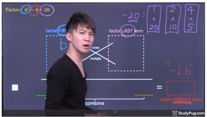 See which combination will produce the answer to match the middle term