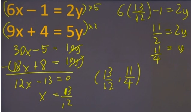Solving linear equation by elimination.