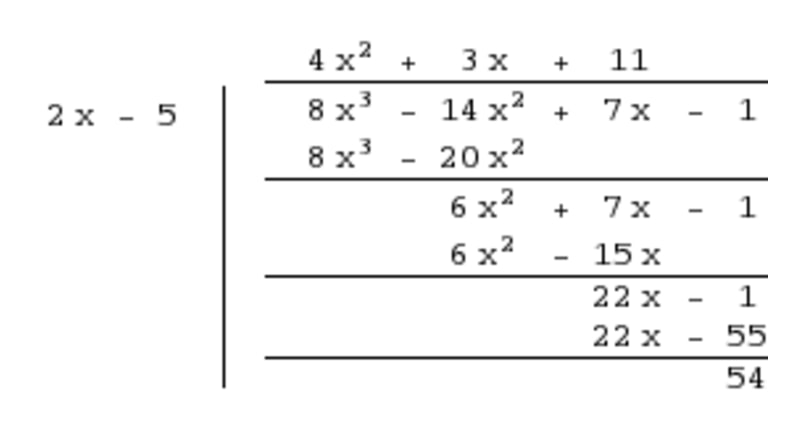 remainder is a smaller degree polynomial than the divisor 1