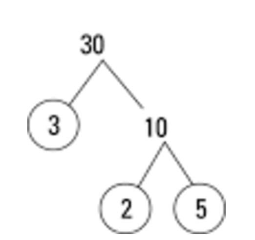 Use factor tree to factorize 30